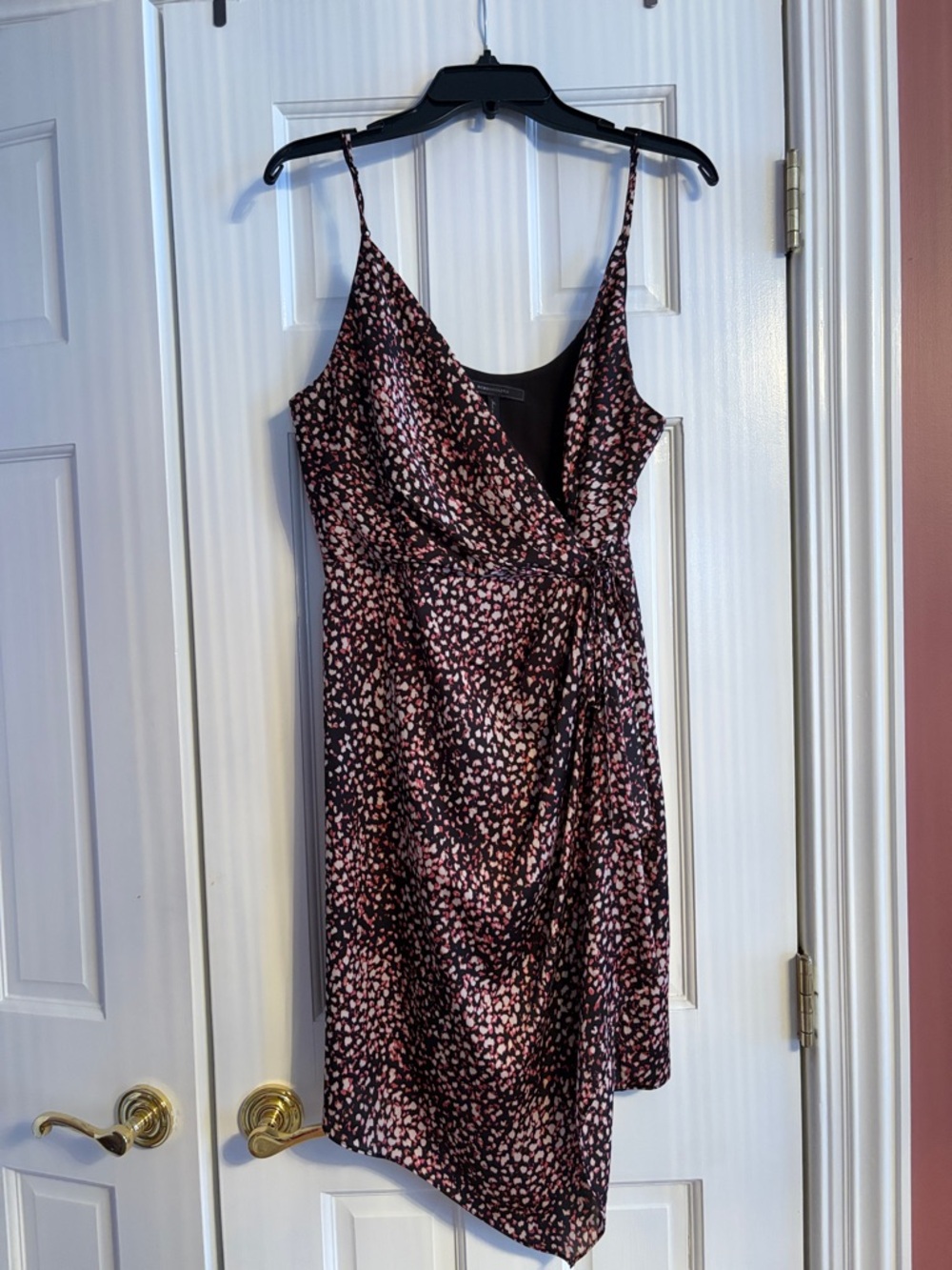 BCBGMAXAZRIA black and pink asymmetrical wrap dress